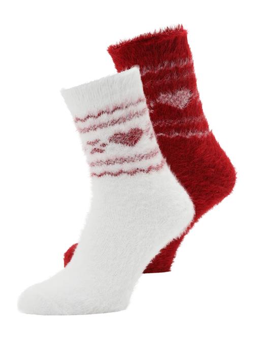 Hunkemöller Sokker 'Fairisle Heart'  rød / hvid