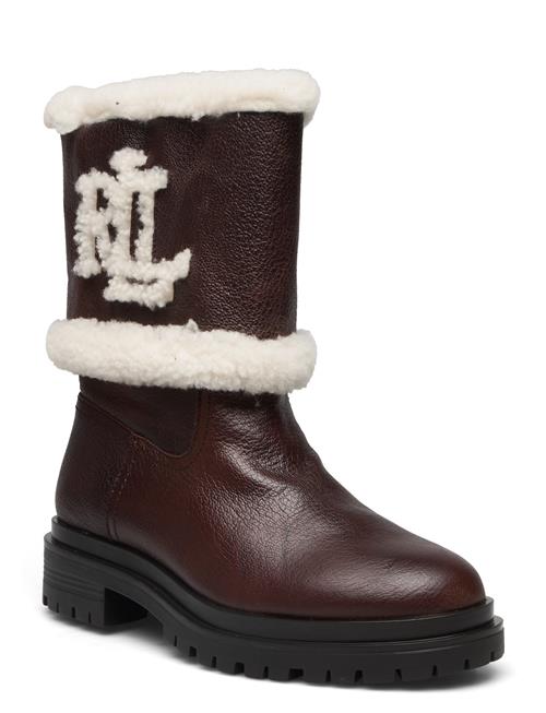 Lauren Ralph Lauren Carter Water-Repellent Leather Boot Lauren Ralph Lauren Brown