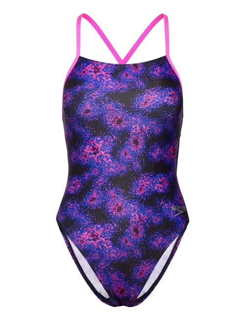 Speedo Womens Allover Digital Lattice Back Speedo Blue