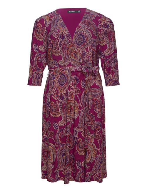 Lauren Women Paisley Surplice Jersey Dress Lauren Women Burgundy