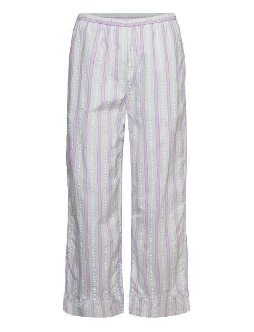 Se Stripe Seersucker Elasticated Mid Waist Pants Ganni Green ved Booztlet