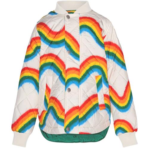 Molo Hallow Wavy Rainbow Print Thermo Jakke | Hvid | 134/140 cm