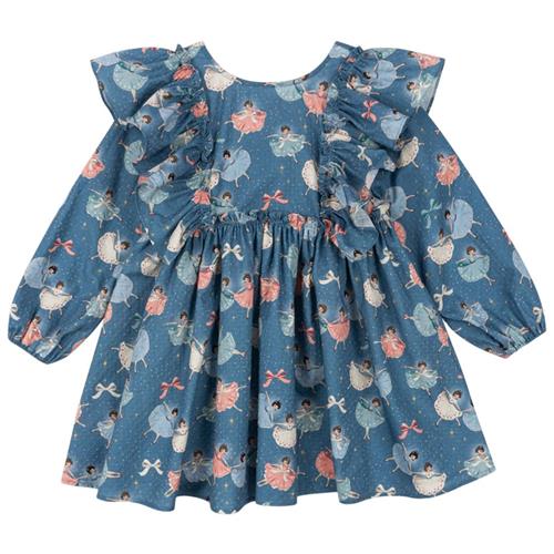 Konges Sløjd Evia Ls Bow Dress Gots - Snow Bow Ballerina | Blå | 5-6 years