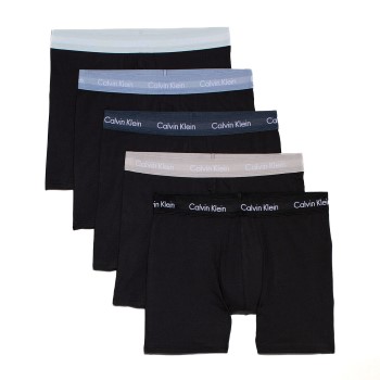 Calvin Klein 5P Cotton Stretch Boxer Briefs Sort/Blå bomuld Medium Herre