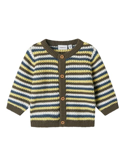 Se NAME IT Cardigan 'NBMTALAN'  ensian / pastelgul / khaki / hvid ved About You