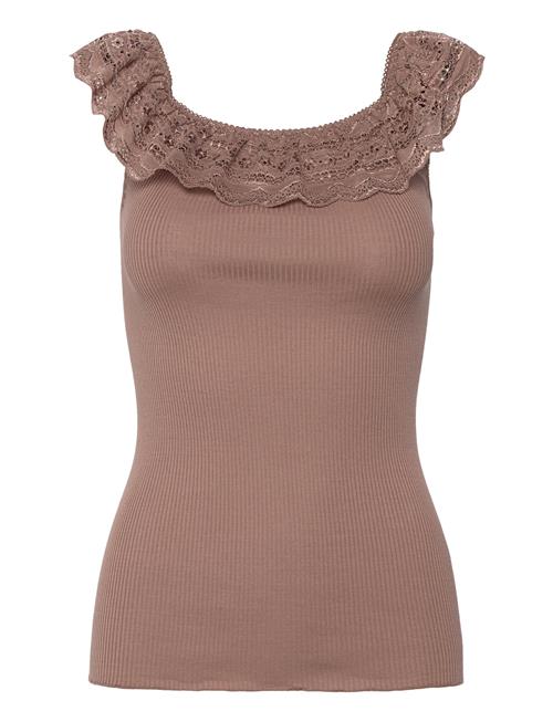 Rosemunde Silk Off Shoulder Top W/ Lace Rosemunde Brown