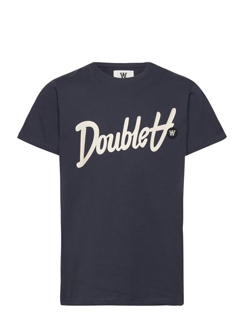 Double A by Wood Wood Ola Junior Script & Badge T-Shirt Double A By Wood Wood Navy