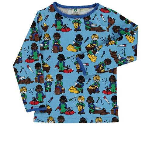 Småfolk Mønstret Langærmet T-shirt Blue Grotto | Blå | 4-5 years