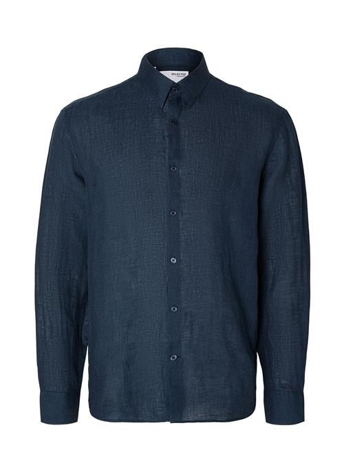 Selected Homme Slhregkylian-Linen Shirt Ls Classic Noos Selected Homme Navy