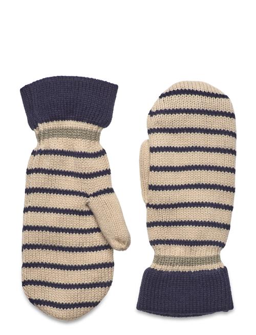 Thin Striped Emerald Mittens Becksöndergaard Blue