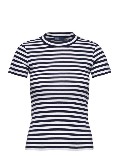 Polo Ralph Lauren Striped Ribbed Cotton Crewneck Tee Polo Ralph Lauren Blue