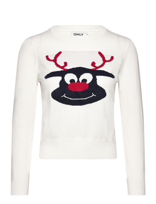 ONLY Onlxmas Reindeer Ls O-Neck Box Knt ONLY White