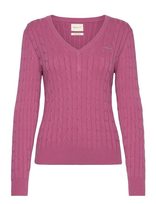 Stretch Cotton Cable V-Neck GANT Pink