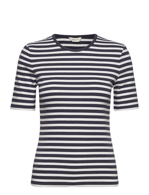 GANT Slim Striped 1X1 Ribbed Ss T-Shirt GANT Blue