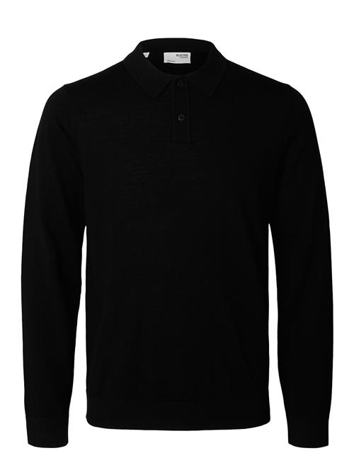 Selected Homme Slhtray Ls Knit Merino Polo Noos Selected Homme Black