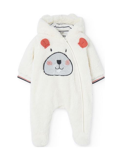 Boboli Play Suit Fur For Baby Hooded Boboli White