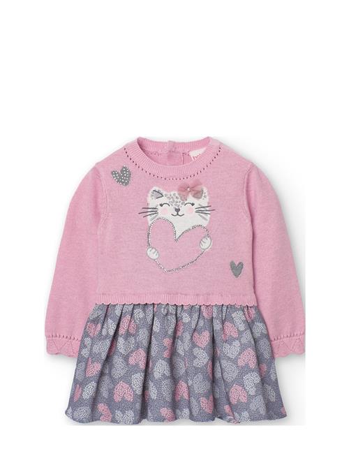 Boboli Knitwear Combined Dress For Baby -Bci Boboli Pink