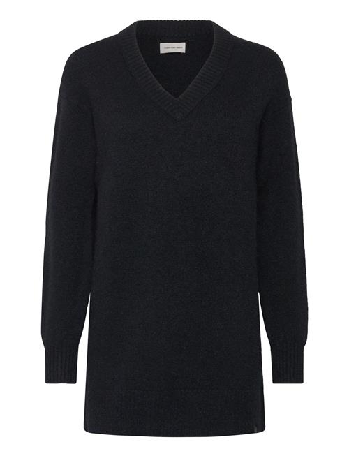 Textured Sweater V-Neck Dress Calvin Klein Jeans Black