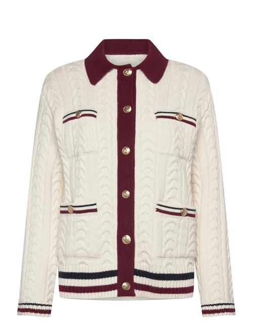 GANT Contrast Cable Knit Cardigan GANT White