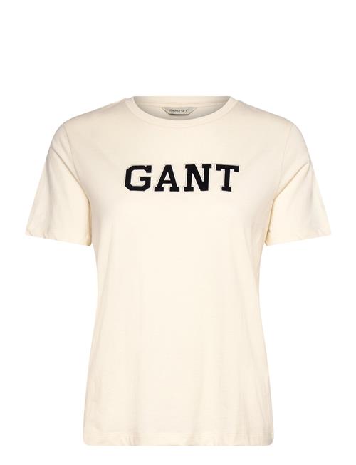 Reg Velour Applique T-Shirt GANT Cream