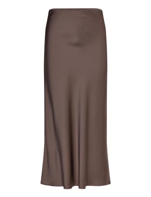 Malina Aubree Satin Maxi Skirt Malina Brown