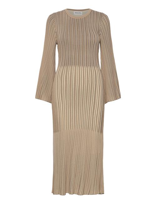 Malina Lexi Contrast Knitted Midi Dress Malina Beige