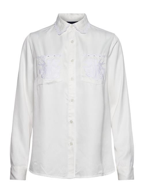 Lexington Clothing Candice Embroidered Satin Blouse Lexington Clothing White