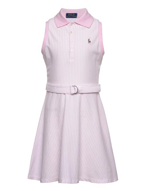 Ralph Lauren Kids Belted Striped Knit Oxford Polo Dress Ralph Lauren Kids Pink