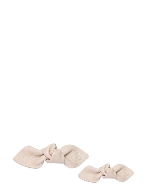 Corinne Leather Bow Hair Clip Big And Small 2-Pack Corinne Cream