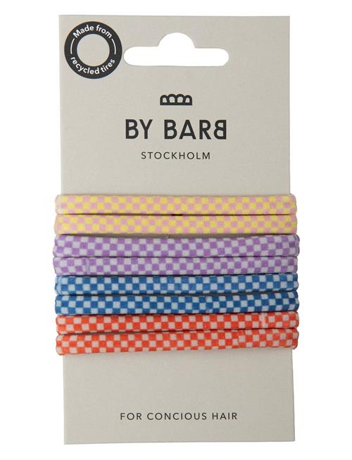 By Barb Hair Ties Squared Pattern Multicoloured 8-Pack, Recycled Material By Barb Patterned