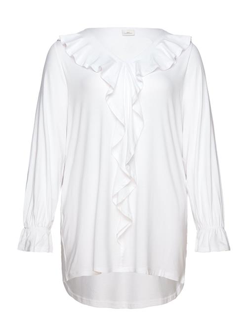 Carclarisa Life V-Neck Frill L/S Top Jrs ONLY Carmakoma White