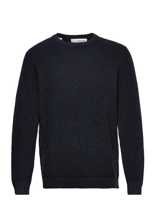 Slhvince Ls Knit Bubble Crew Neck W Selected Navy