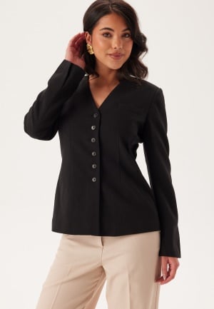 Se VERO MODA Vmoceanna Ls V-neck Blazer Black 42 ved Bubbleroom