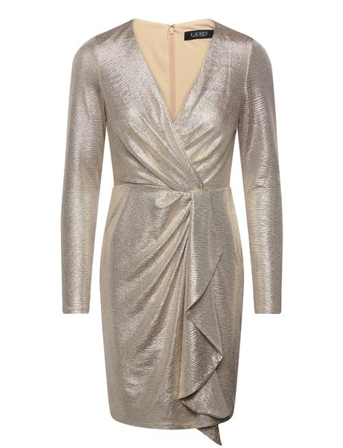 Lauren Ralph Lauren Metallic Knit Surplice Cocktail Dress Lauren Ralph Lauren Gold