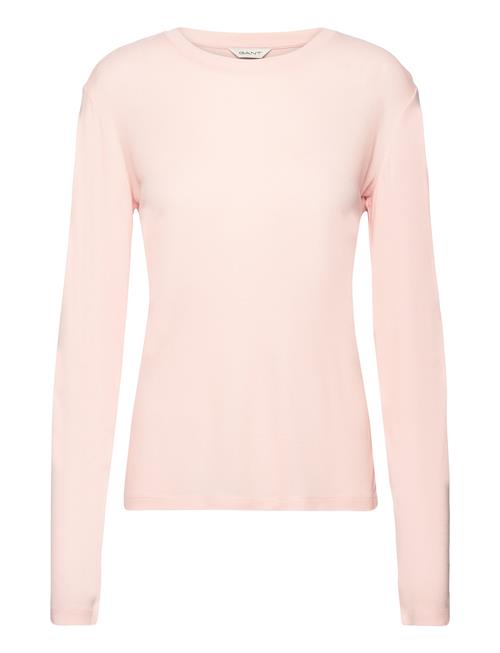 Se GANT Slim Lightweight Ls T-Shirt GANT Pink ved Booztlet