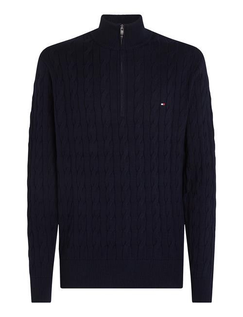 Tommy Hilfiger Classic Cotton Cable Zip Mock Tommy Hilfiger Navy