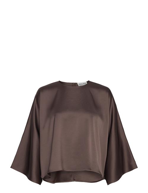 Malina Naemi Cape Look Satin Blouse Malina Brown