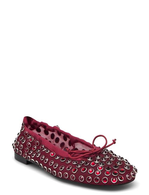 Mango Studded Mesh Ballerina Shoes Mango Red