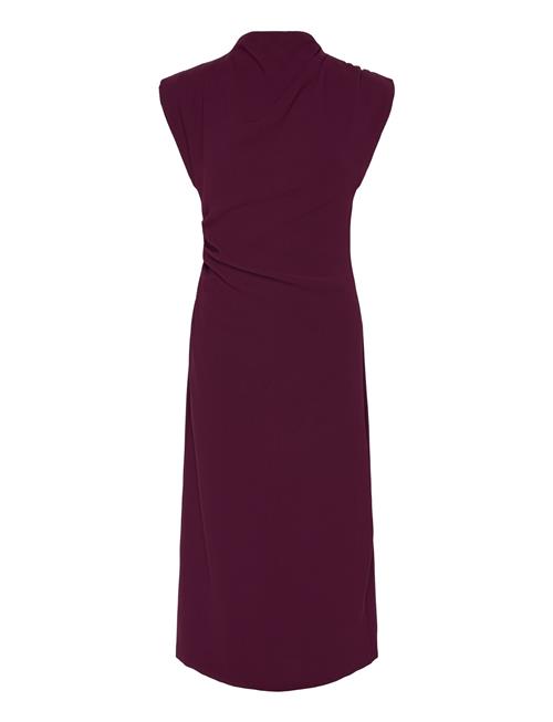 Gathered Turtleneck Dress Mango Burgundy