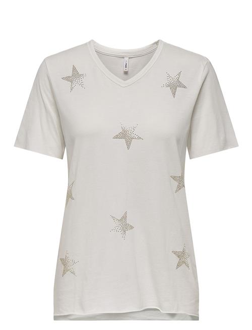 ONLY Onllucy Life Star S/S V-Neck Cs Top ONLY White