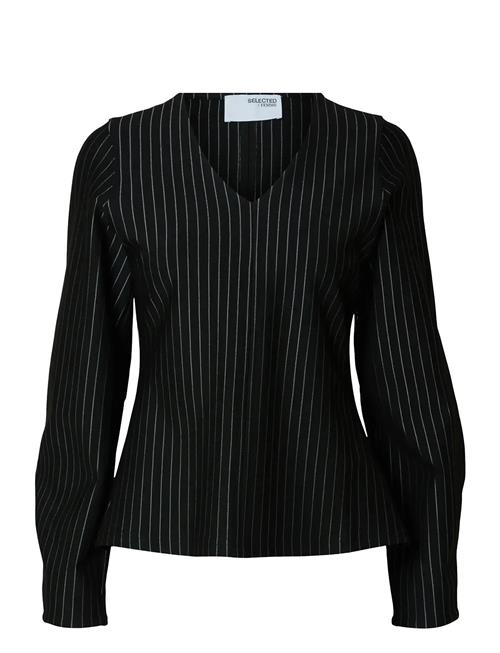 Slfpennie Ls V-Neck Top Selected Black