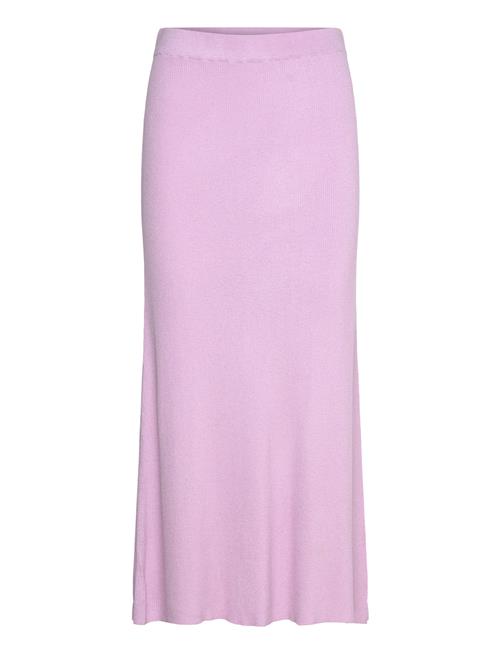 Davida Cashmere Fine Knit Rib A-Line Skirt Davida Cashmere Pink