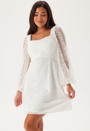 Bubbleroom Occasion Ruched L/S Short Dress White 48