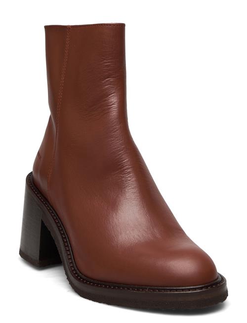 ANGULUS Bootie - Block Heel - With Zippe ANGULUS Brown