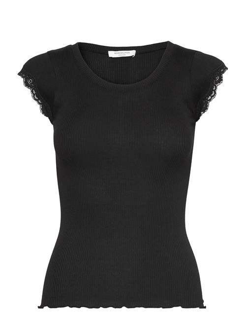 Se Short Sleeve Top W/ Lace Rosemunde Black ved Booztlet