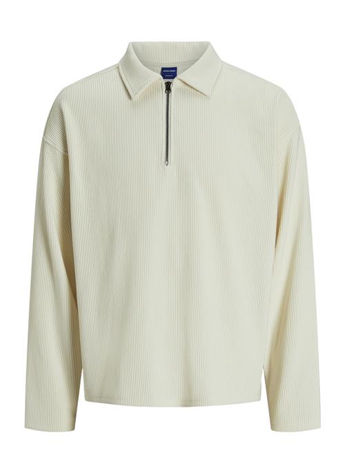 Jack & Jones Jorrick Plisse Sweat Zip Split Polo Ln Jack & J S White