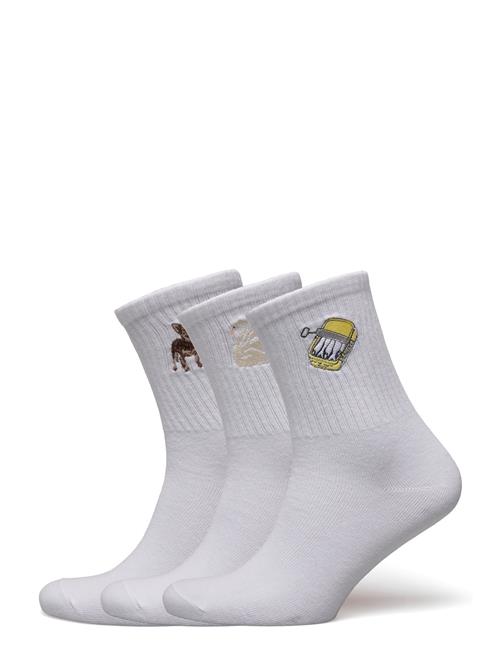 Monki 3-Pack Embroidered Socks Monki White