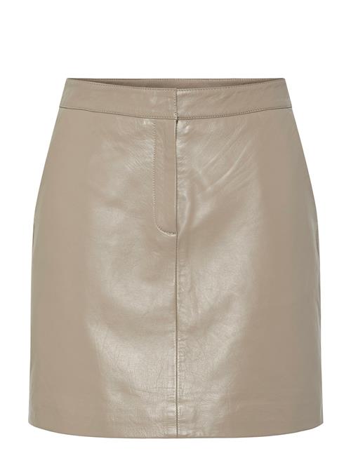 Yaslyma Hmw Leather Skirt Noos YAS Beige