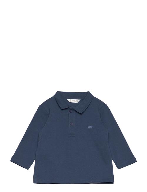 Mango Long Sleeves Cotton Polo Mango Navy