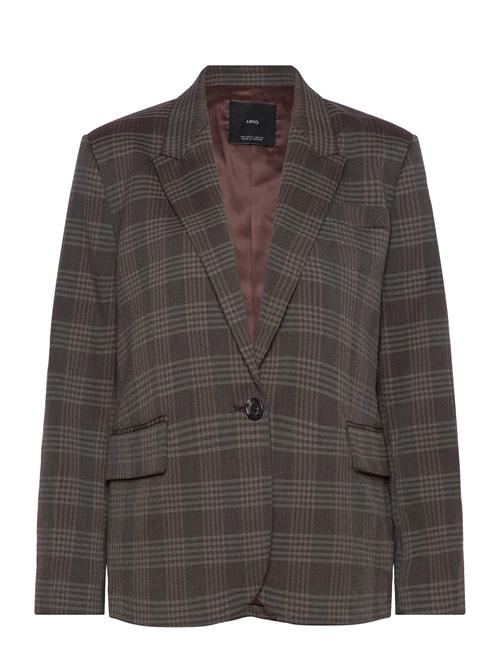 Mango Straight Check Blazer Mango Brown